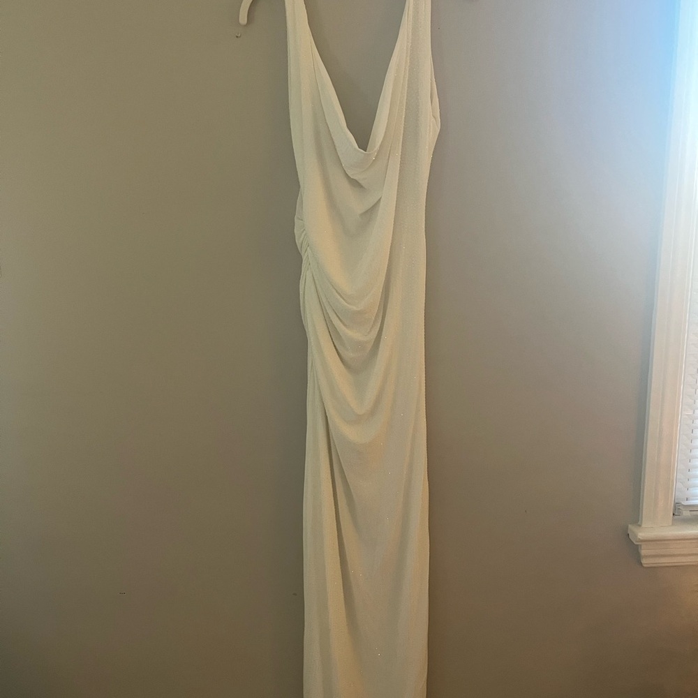 Meshki White Backless Draped Dress